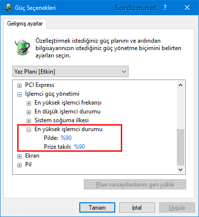 En yüksek işlemci durumu