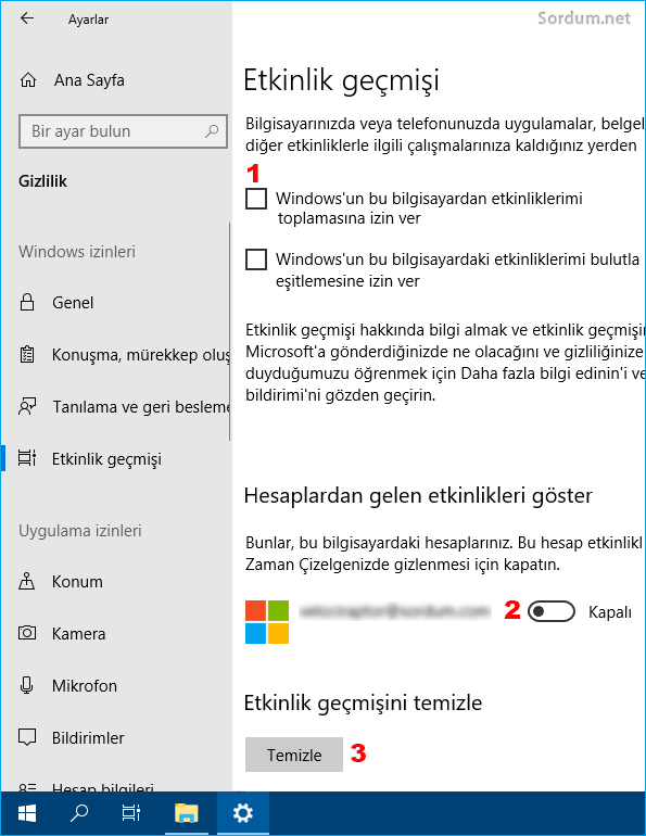 Etkinlik geçmişi