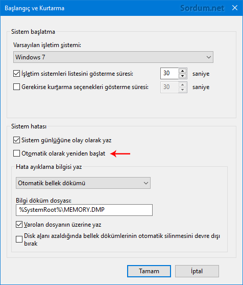Otomatik olarak yeniden başlat