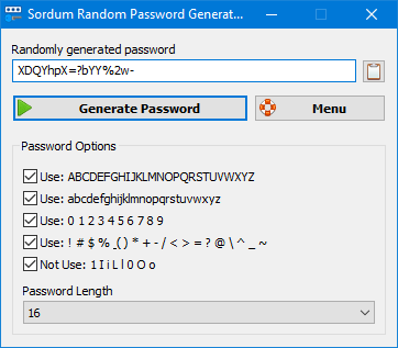 Sordum random password generator