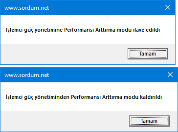 Vbs ile işlemci performansı arttırma modu