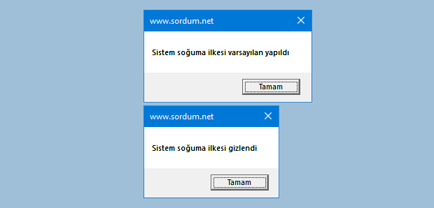 Vbs ile sistem soğutma ilkesini gizlemek
