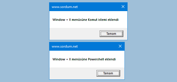 Vbs ile windows x menüsüne cmd eklemek