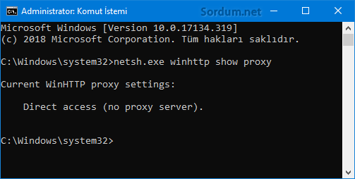 Cmd ile proxy kontrolü