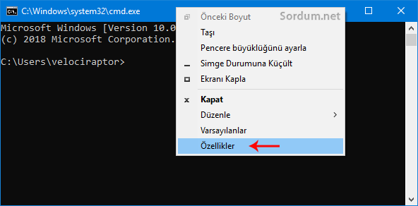 Cmd özellikler