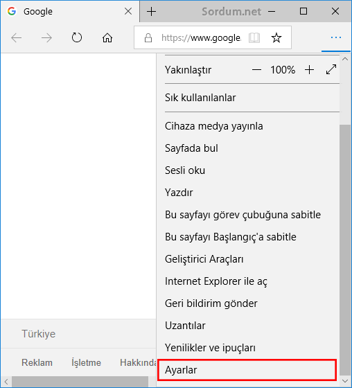 Edge ayarlar