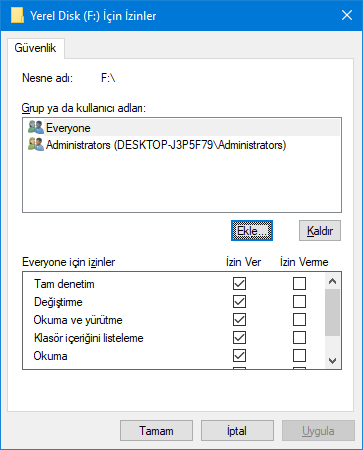 Everyone e full izin verelim