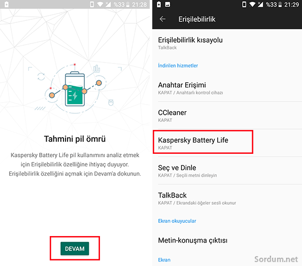 Kaspersky batery life kurulumu