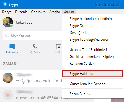 Skype sürümü nasıl bulunur