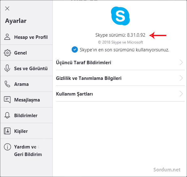 Skype sürümü nasıl bulunur
