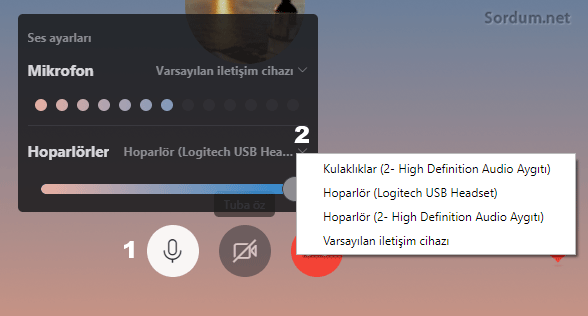 Skypede Mikrofon seçimi