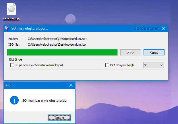 Wincdemu ile ISO oluşturma işlemi sona erdi