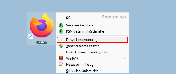 Dosya konumunu aç