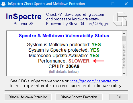 inspectre performansı yavaş buldu