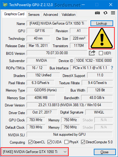 Gpu-z ile sahte grafik kartı tespiti