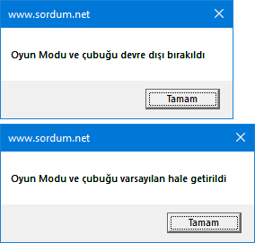 Vbs ile oyun modunu kapatmak