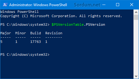 Powershell sürümü nasıl bulunur