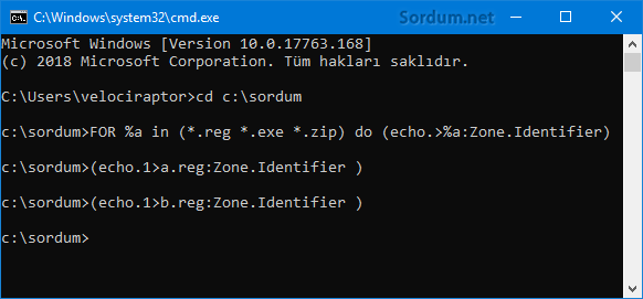 Cmd komutu ile toplu engelleme kaldır