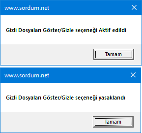Gizli öğeleri gözter özelliğini tamir edelim