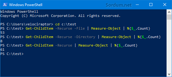 powershell ile dosya saydırmak powershell ile dosya saydırmak