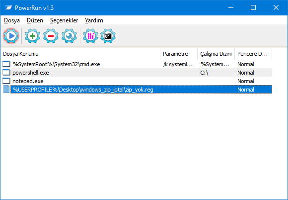 Registry kaydını ful yetki ile çalıştırmak
