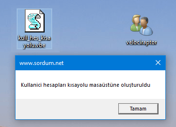 Script ile kullanıcı hesabı kısayolu