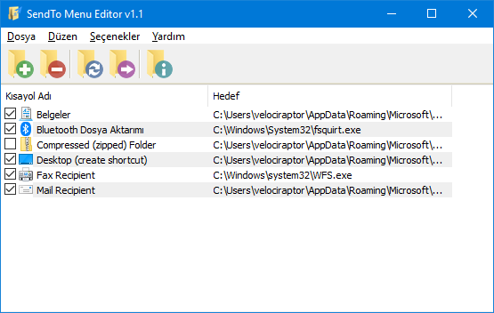 Sedn to menu editor
