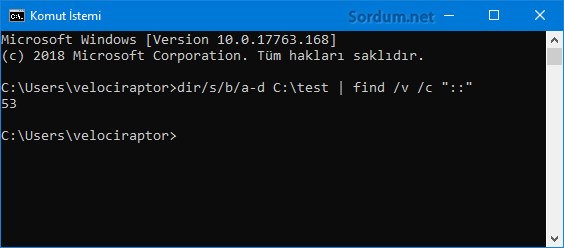 cmd ile toplam dosya sayısı cmd ile toplam dosya sayısı
