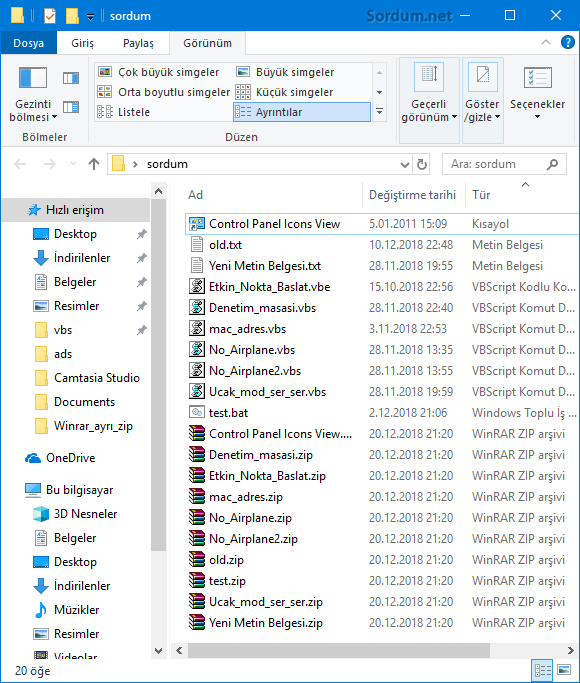 Winrar ile her dosya ayrı arşiv yapıldı
