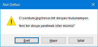 Yeni dosya oluştur iletisi