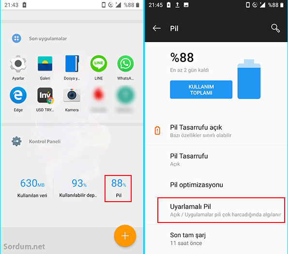Android pie uyarlamalı pil