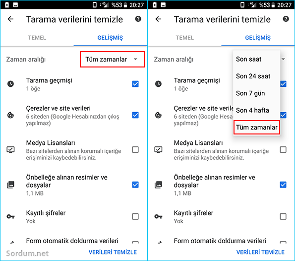 Chrome tarama verileri tüm zamanlar