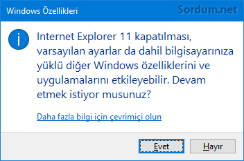 İnternet exploreri kaldırma uyarısı