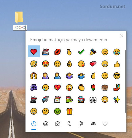 Klasör isminde emoji