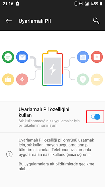 Uyarlamalı pil özelliği nasıl açılır
