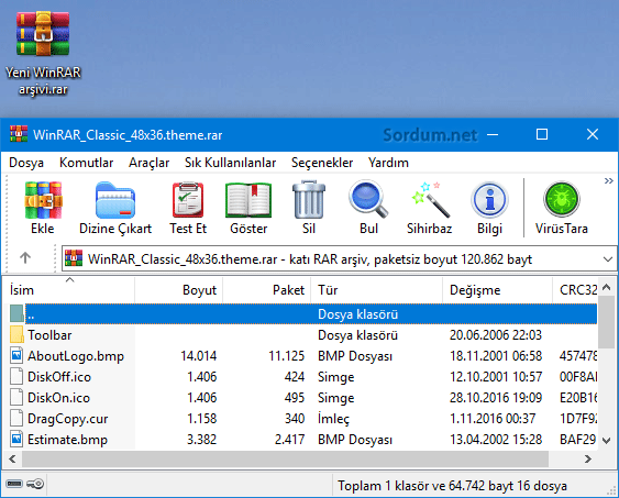 Winrar yeni arayüz
