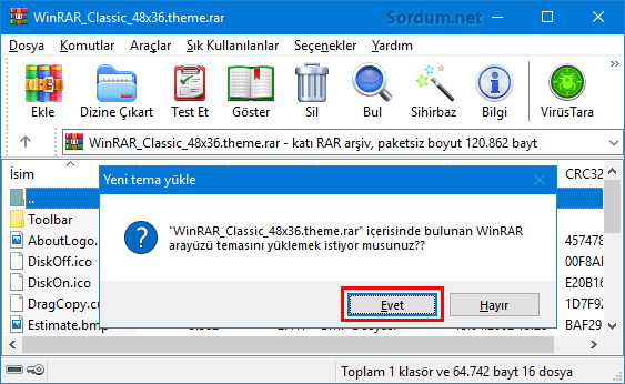 Winrar yeni tema yükle