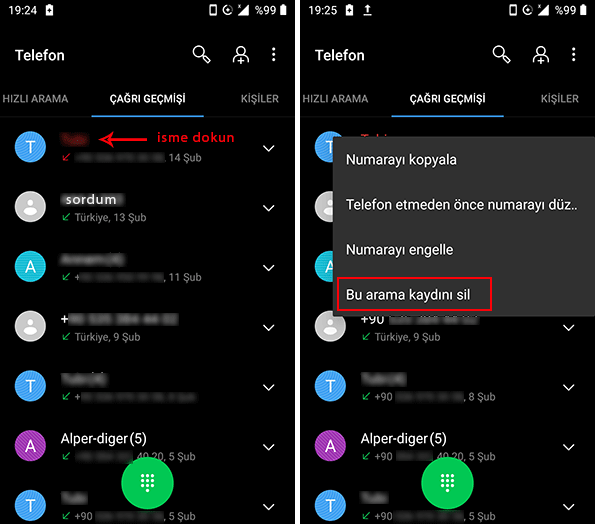 Android te arama kaydını silelim