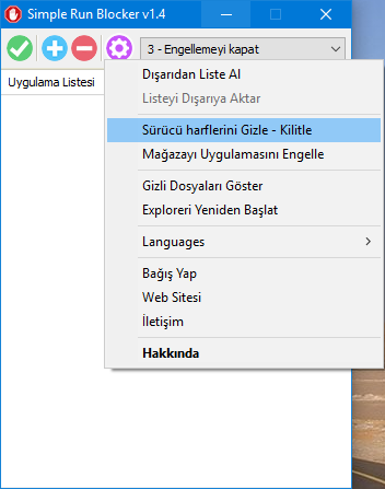 Simple Run Blocker ile sürücü gizle
