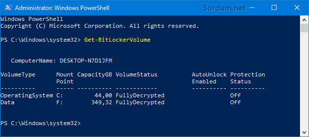 Sistemimiz bitlocker ile şifrelenmişmi