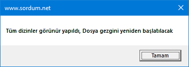Tüm dizinler görünür yapıldı