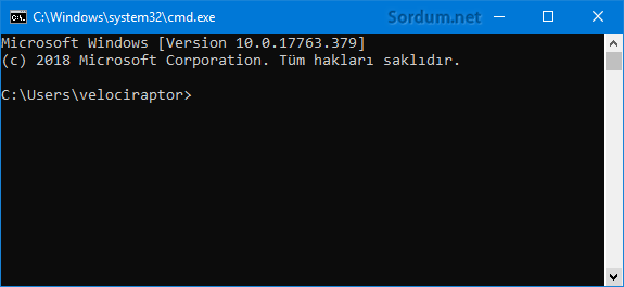 Komut istemi cmd varsayılan halde