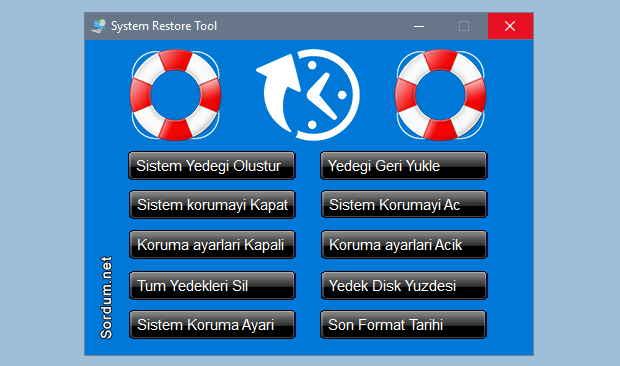 Bir tıkla Sistem geri yükleme yazılımı