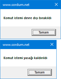 Vbs ile Cmd yasaklamak