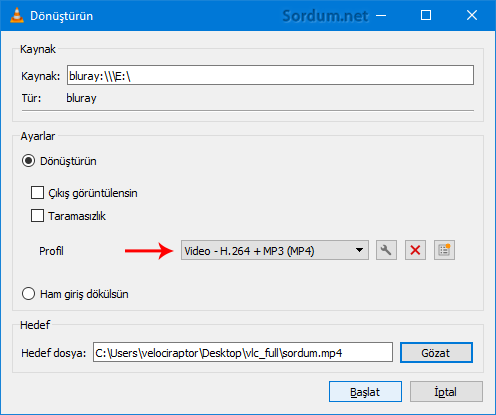 VLc ile BluRay rip