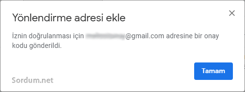 Gmail yönlendirme izni