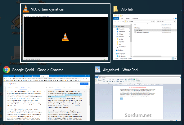 Alt Tab penceresi