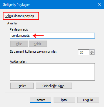 Bu klasörü paylaş Bu klasörü paylaş