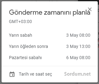 Gmailde gönderi zamanı