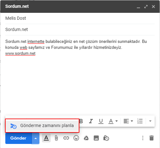 Gmailde gönderme zamanı planı